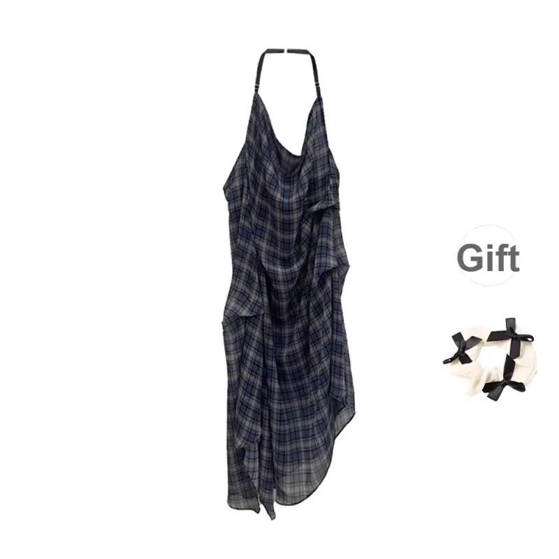 TURN UP Slip Dress Women's Blue Purple+Bowknot Hair Tie Comes With-0
