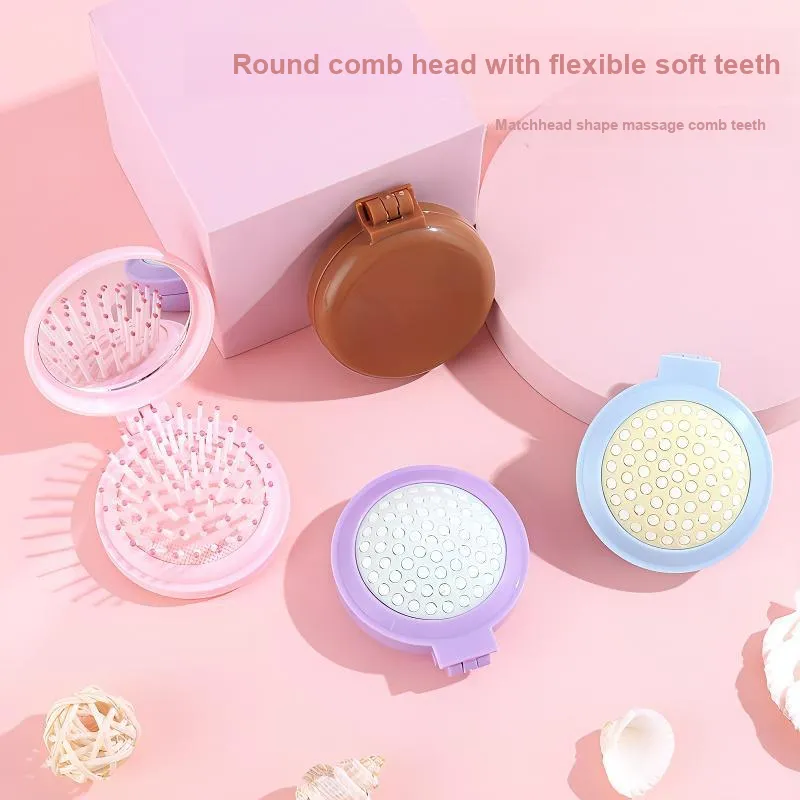 Future Maple Mini 2 in 1 Folding Mirror Air Cushion Comb Portable Comb And Mirror Set-2