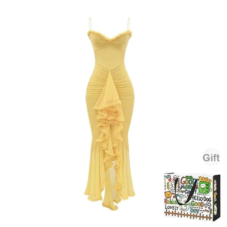 PZHK Slip Dresses Women's Yellow Shopping Bag-0