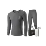Men's Crew Neck Clothing Sets (Dark Gray) 100% cotton Printed Wolf Head/Shopping Bag Included