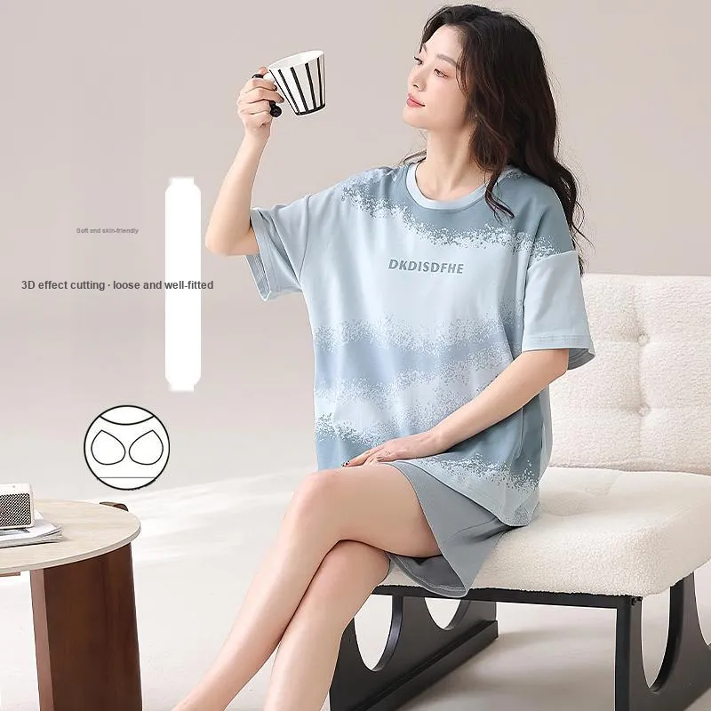 CHUDUAN Pajama Set Women's Light Blue-4