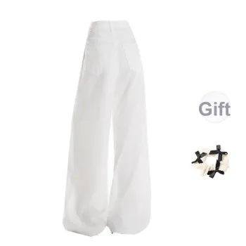 CPAURA Jeans Women's White+Bowknot Hair Tie Comes With