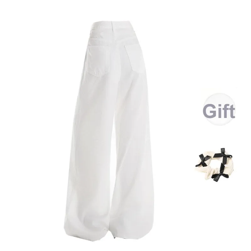 CPAURA Jeans Women's White+Bowknot Hair Tie Comes With-0