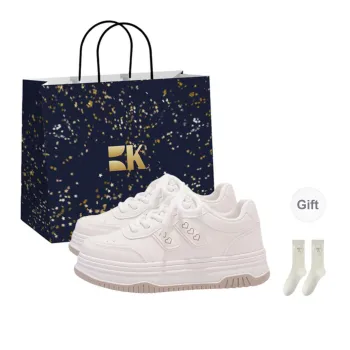 Boldi Kuki Anti Slip And Wear Resistant Height Increasing Low Top Skateboard Shoes Women's Ecru Shopping Bag