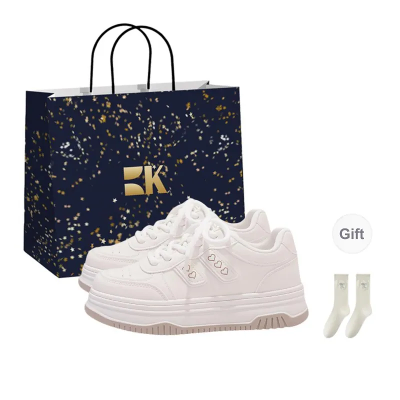 Boldi Kuki Anti Slip And Wear Resistant Height Increasing Low Top Skateboard Shoes Women's Ecru Shopping Bag-0