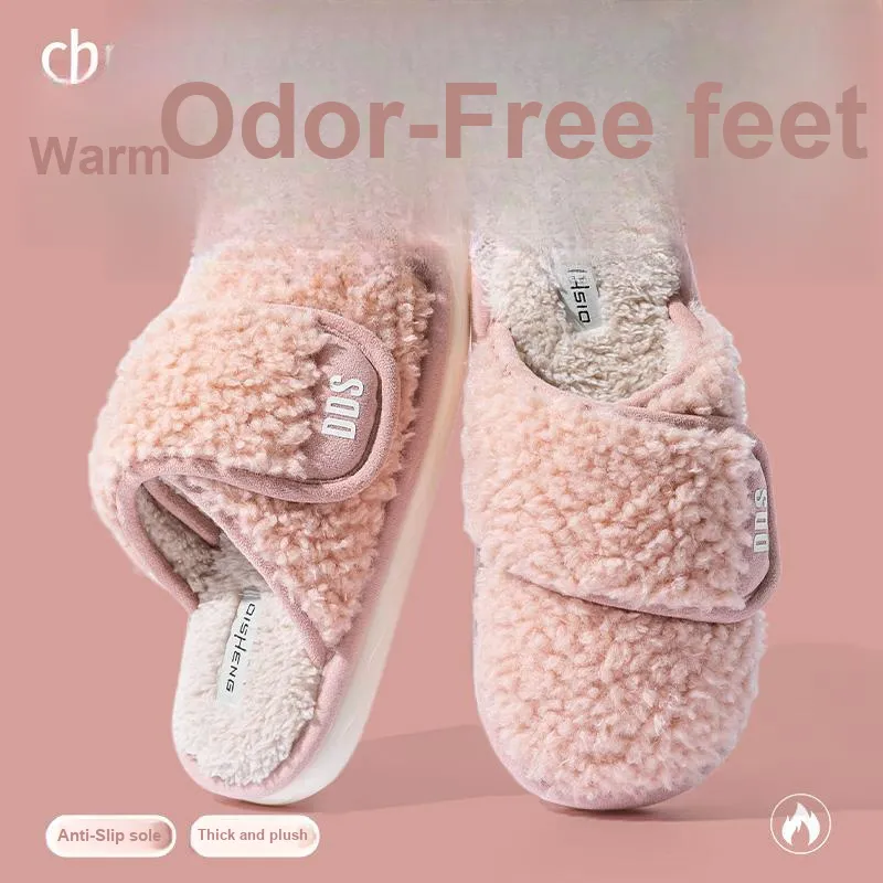Foot Recreation Winter Home Warm Non Swollen Feet Hook and Loop Cotton Slippers Unisex-6
