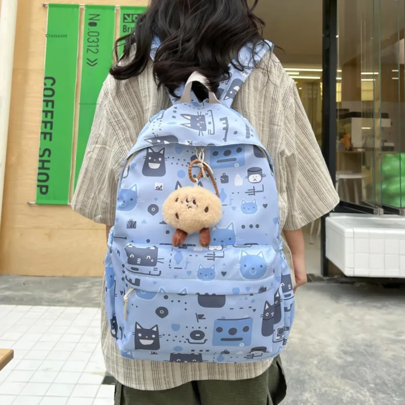 BAODIDAISHU Nylon Fabric Middle School And High School Students Backpack Regular Women's Ecru Black Purple Green Blue-11
