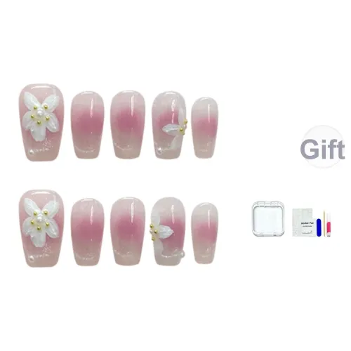 HUYONG Pickled Цветущая слива Ледяной Цветочный дизайн False Nail Средний LADDER Румяна Градиентный Кошачий глаз 14mm