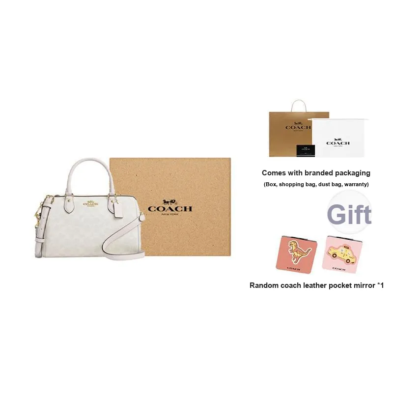 COACH Rowan PVC With Skin Handbag Women's White-6