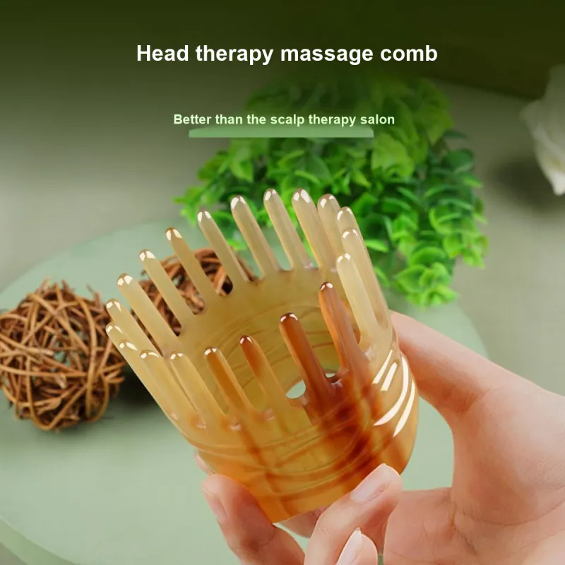 Min Bao Ox Horn Massage Comb Natural Cylinder Gua Sha Head Specialized-1