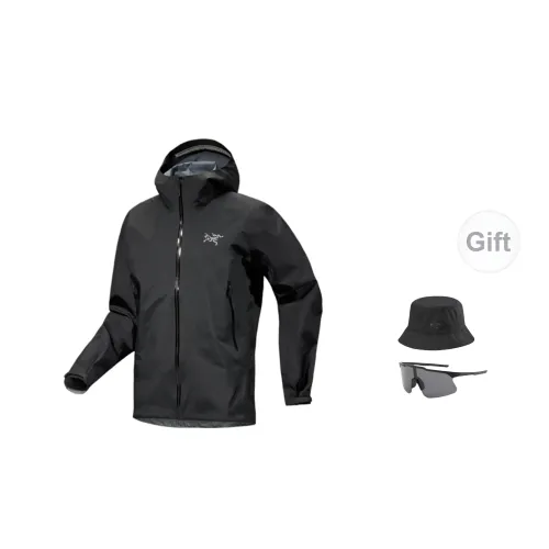 Arcteryx Windbreaker Jackets Men Black Includes Free Hat & Glasses