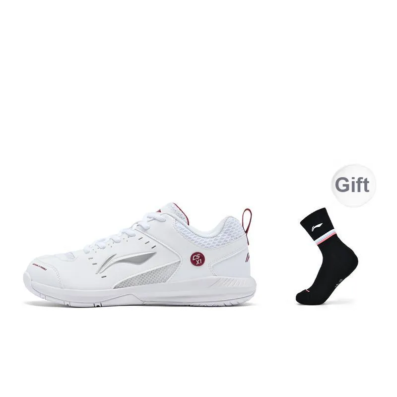 LiNing Feather Cushioning Anti-Slip And Wear-Resistant Low-Top Badminton Shoes Unisex White Red-6