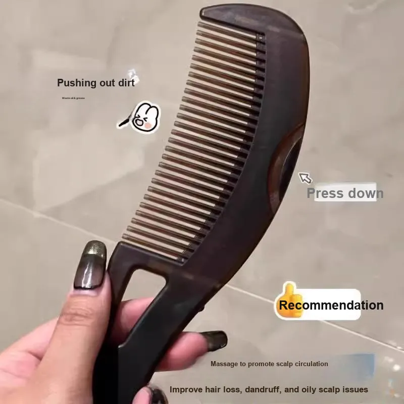 ZHENZI No Rinse Hollow Comb Dual Purpose Dandruff And Oil Removal Comb, Home Use-3