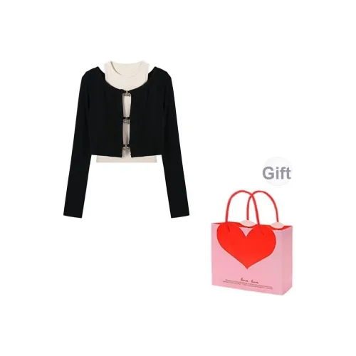 ZVJH Черный Женский Повседневный Костюм