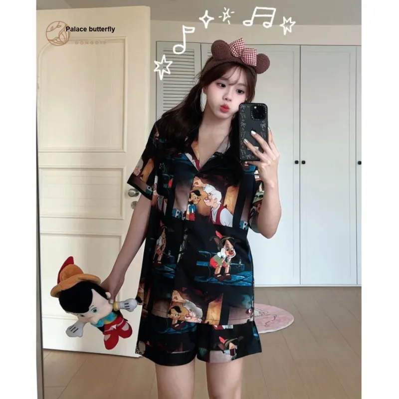Gongdie x Disney Pajama Set Unisex Black-4