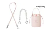 Pink Strap 1.5cm Width with Silver Buckle 90-120cm+Handheld Pearl Infinity Clasp Silver 32cm