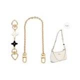 (Gold-Tone) Black White Four-Leaf Clover Extender Chain+Decorative Chain 40cm