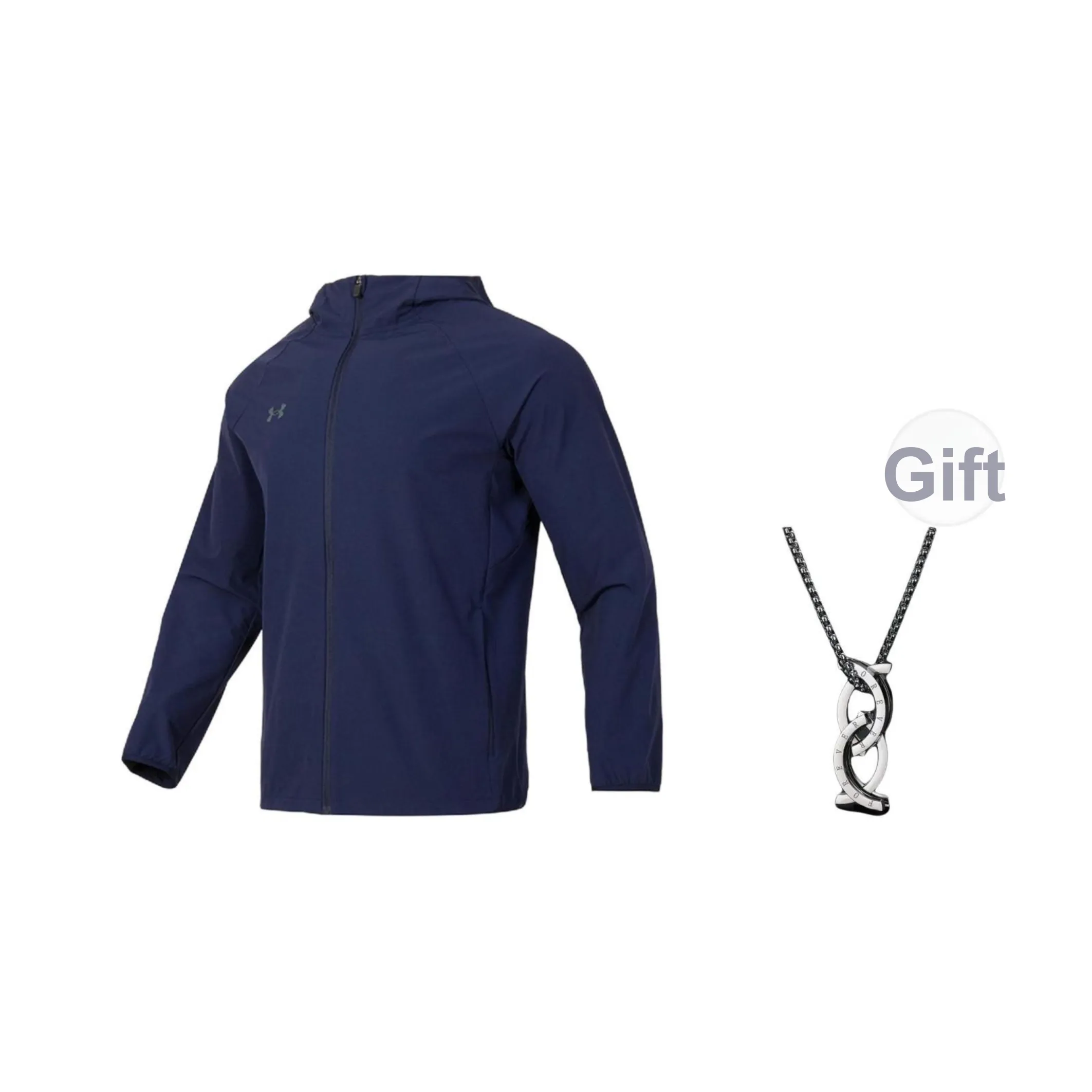 Under Armour Ветрозащитный Теплоизоляционный Ветровка Унисекс Морской синий С ожерельем