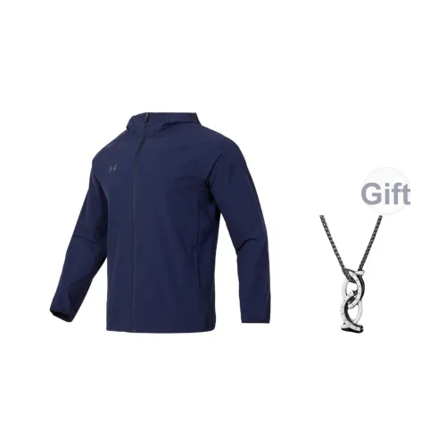 Under Armour Ветрозащитный Теплоизоляционный Ветровка Унисекс Морской синий С ожерельем