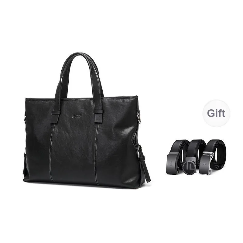 GOLF Cow Leather With Synthetic Leather 13.3 Inches Laptop Bag, Portable, One Shoulder Briefcase Tubas Men's Black-0