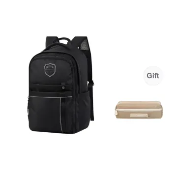 YOME Polyester Preppy Style Backpack Unisex Shiny Ancestor Black/Top Scholar Blue