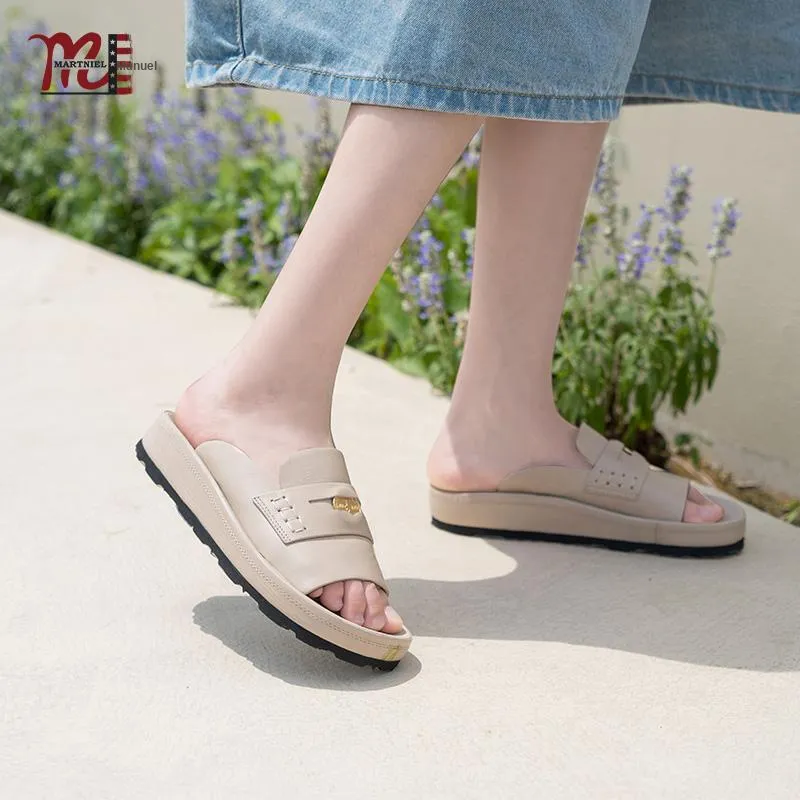 Martniel Rubber Sole Slip Resistant Slide Slippers Women's Apricot-5