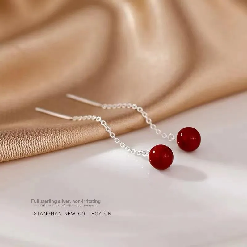 Royal Heaven's Choice Natural Cinnabar Earrings Women's-3