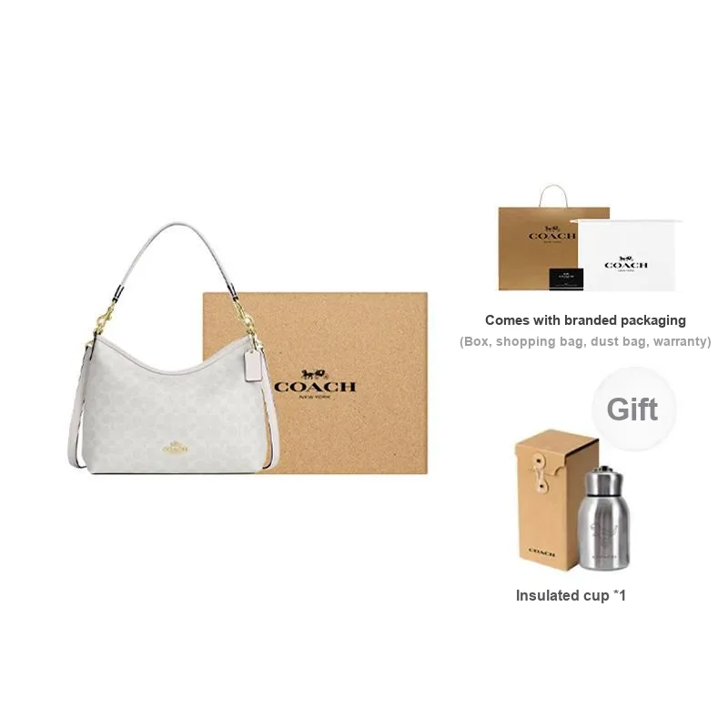 COACH LAUREL Coated Canvas Shoulder Bag Large Size Unisex Chalk-11