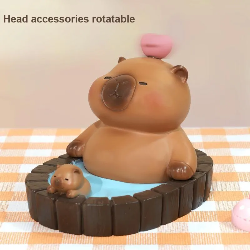 JOYAL Phone Stands Bubble Bath Kapibara Resin Ornament Cute Cartoon Lazy Person Desktop Streaming Tool Flat Swipe Drama-3