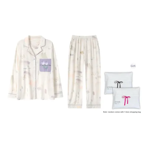 WANANNI Пижамный комплект Женская Сумка для покупок Светлый Абрикос