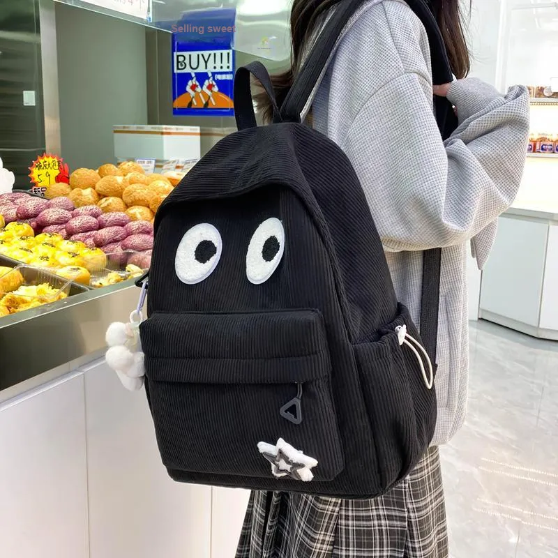 Yalu Nylon Backpack Unisex White/Black/Yellow/Dark Brown/Black Green-3