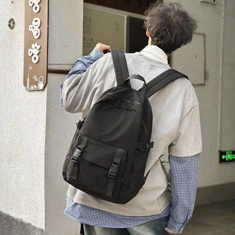 Travel Nylon Backpack Unisex Black/Gray/Khaki/Pink/Green/Purple-1
