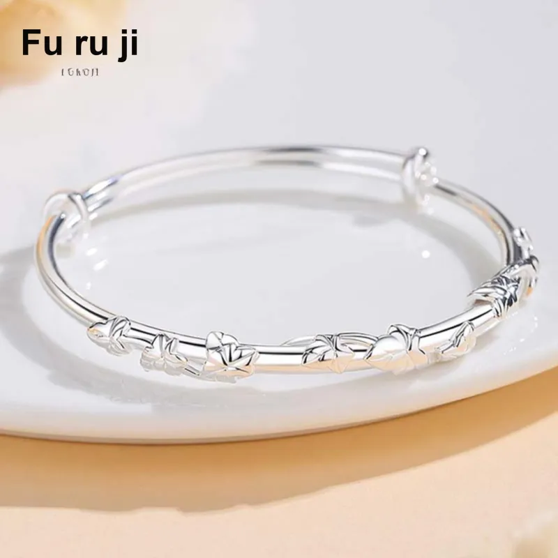 Fu Ru Ji S999 Fine Silver Bangles Women's-3