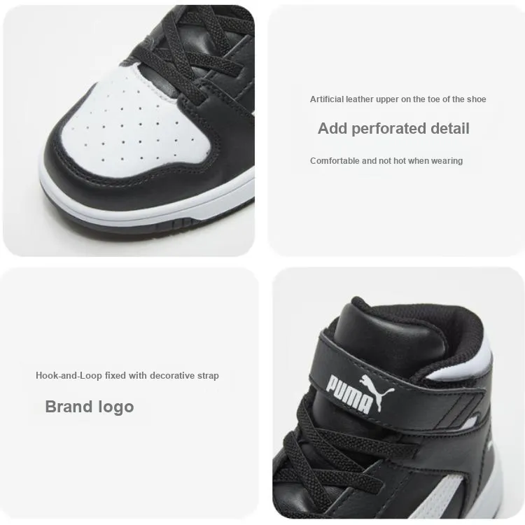 PUMA Rebound Layup SL High Top Skateboard Shoes Black Children Aged 3 7 Years Old-2