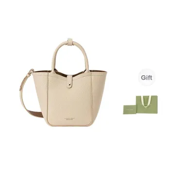VANESSA HOGAN Vh Classic Series Cow Leather Vegetable Basket Bag Shoulder Bag Handbag Medium Size Women's Apricot/Black