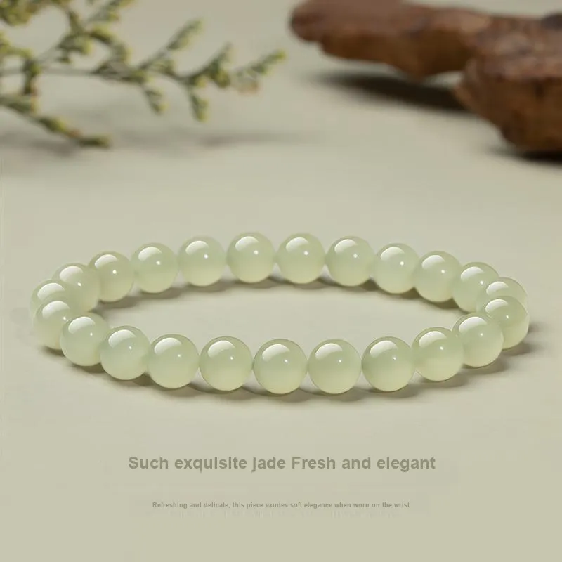 Zhou Jifeng Hetian Jade Bracelets Pale Greenish White Jade Women's-3