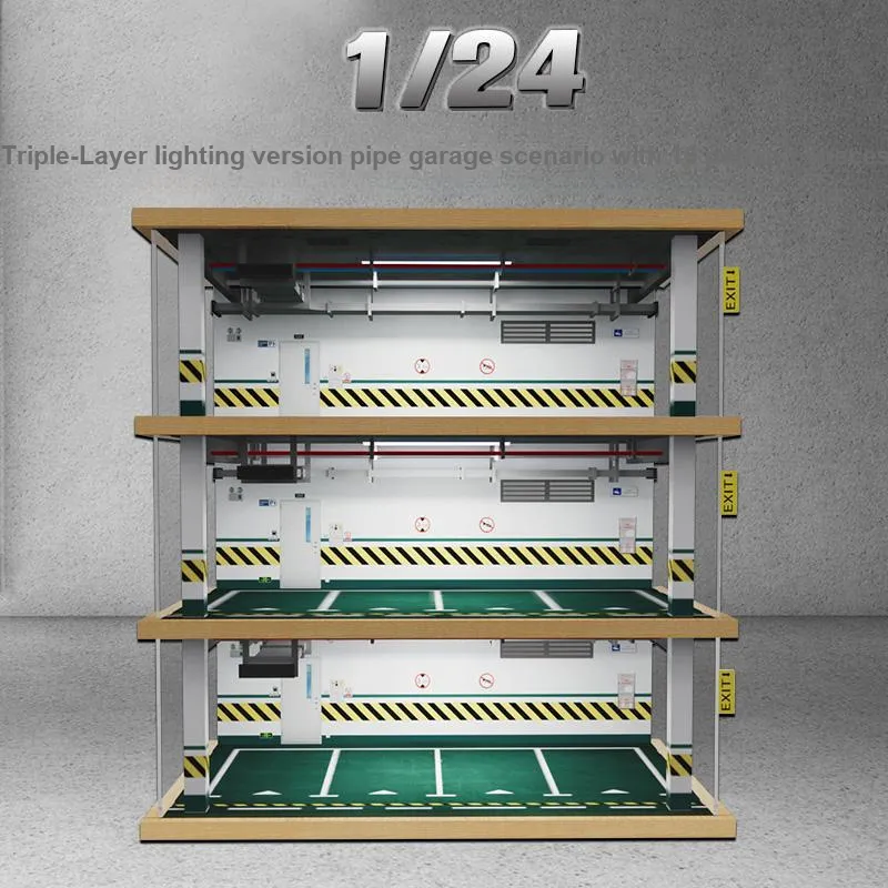 CARMCK 1 24 Triple Layer Pipe Style Car Models Parking Lot Ornament Simulation Garage Model Accessories-15