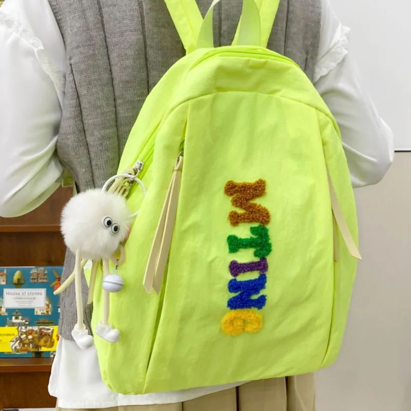 MOK Nylon Backpack Unisex Ecru/Black/Yellow/Khaki/Neon Green-16
