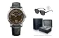 Stainless Steel Brown Dial Black Leather Strap