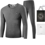 Long-Sleeved Top+Pants Clothing Set (Dark Heather Gray) Thickened and Fleece-Lined/Thermal Fleece/Classic Crew Neck