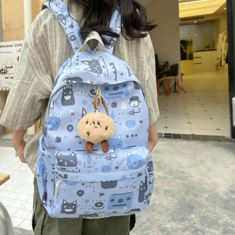 BAODIDAISHU Nylon Fabric Middle School And High School Students Backpack Regular Women's Ecru Black Purple Green Blue-12