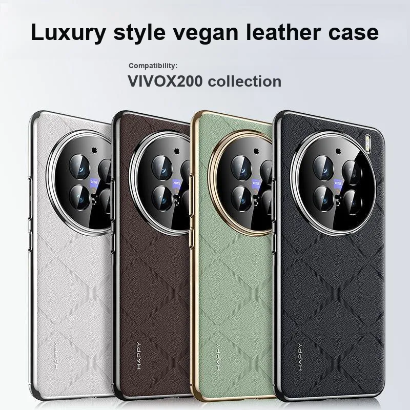 YINZHESHAN Vegan Leather Material Electroplated With Veneer Phone Cases Compatibility VivoX300 Business Formal-6