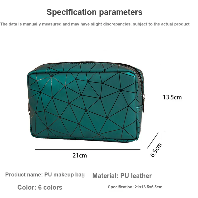 JINGLINGLONG Diamond Pattern Makeup Bag PU Waterproof Toiletry Bag Travel Portable Cosmetics Storage Bag-5