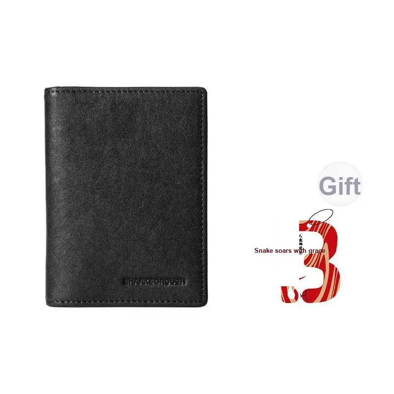 Sharkborough Vegetable Tanned Top Grain Cow Leather Card Holder, Driver's License Case, Coin Purse Trumpets Men's Black