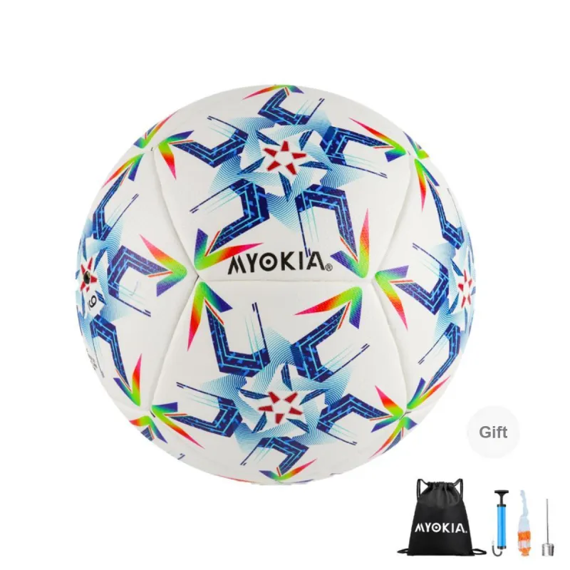 MYOKIA Size 5 Ball Soccer PU Seamless Thermal bonding Unisex Blue Green-0