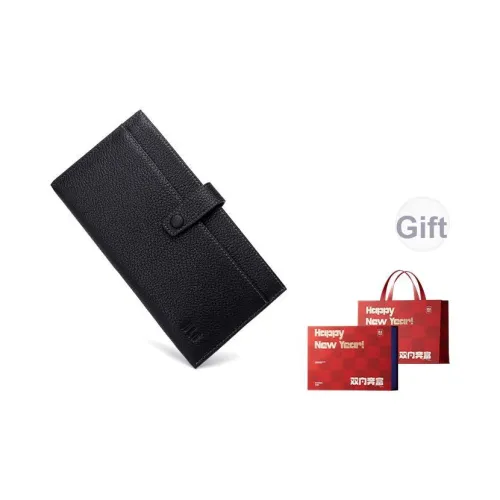 HLA Коровья кожа Картхолдер Унисекс Классический черный