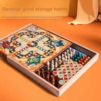 Wooden Play Family Multifunction Board And Card Games Board Games