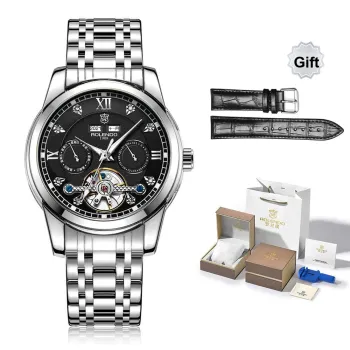 ROLENDO R Tide Play Series Automatic Mechanical Movement Stainless Steel Watchband Watch Men's Watches Black Dial