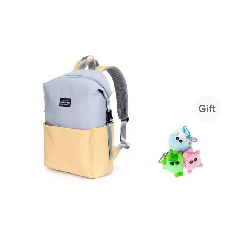 SUISSEWIN Polyester Backpack Regular Unisex Vibrant Orange/Simple Black/Sky Blue-1