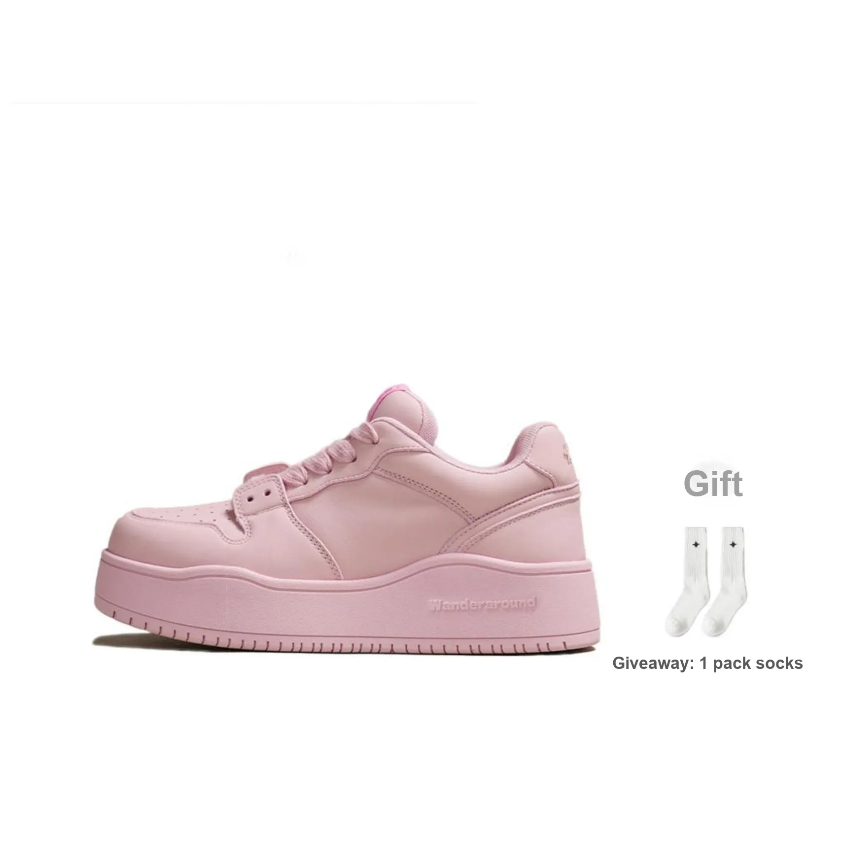 WANDER AROUND Low Top Casual Skateboard Shoes Unisex Pink